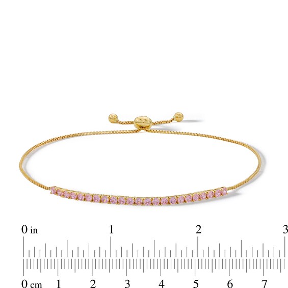 10K Solid Gold Pink CZ Bolo Bracelet