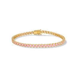 10K Solid Gold CZ Pink Link Bracelet