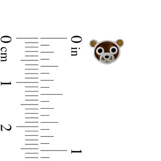 Sterling Silver Enamel Bear Head Studs