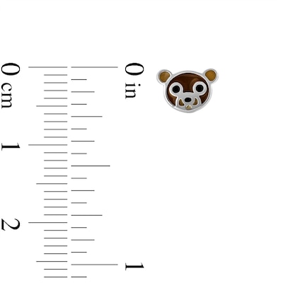 Sterling Silver Enamel Bear Head Studs