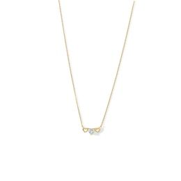 10K Solid Gold CZ Three Hearts Necklace