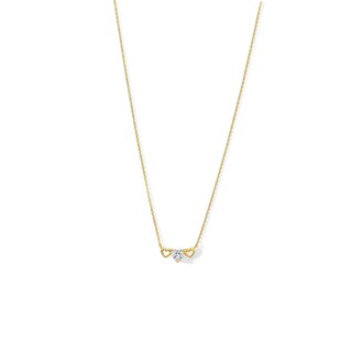10K Solid Gold CZ Three Hearts Pendant - 17" + 1"