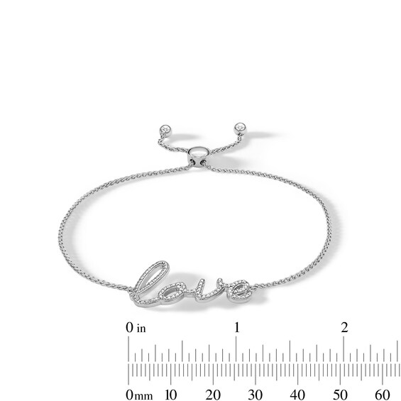 Sterling Silver Diamond Accent Love Bolo Bracelet