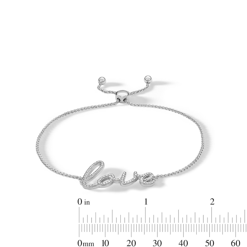 Sterling Silver Diamond Accent Love Bolo Bracelet