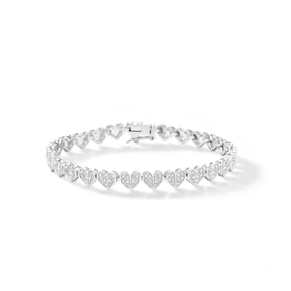 Sterling Silver Diamond Accent Multi-Heart Bracelet