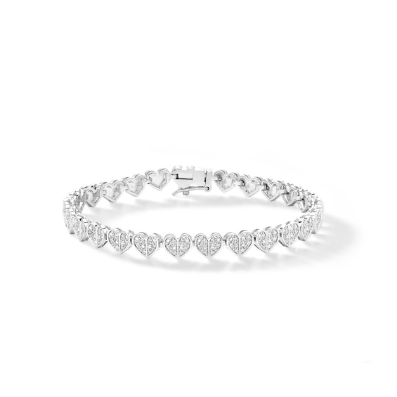 Sterling Silver Diamond Accent Multi-Heart Bracelet