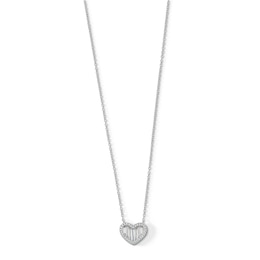 ​​​​​​​Sterling Silver CZ Baguette Heart Pendant Necklace