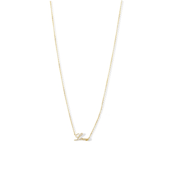 10K Solid Gold Love Script Heart Necklace