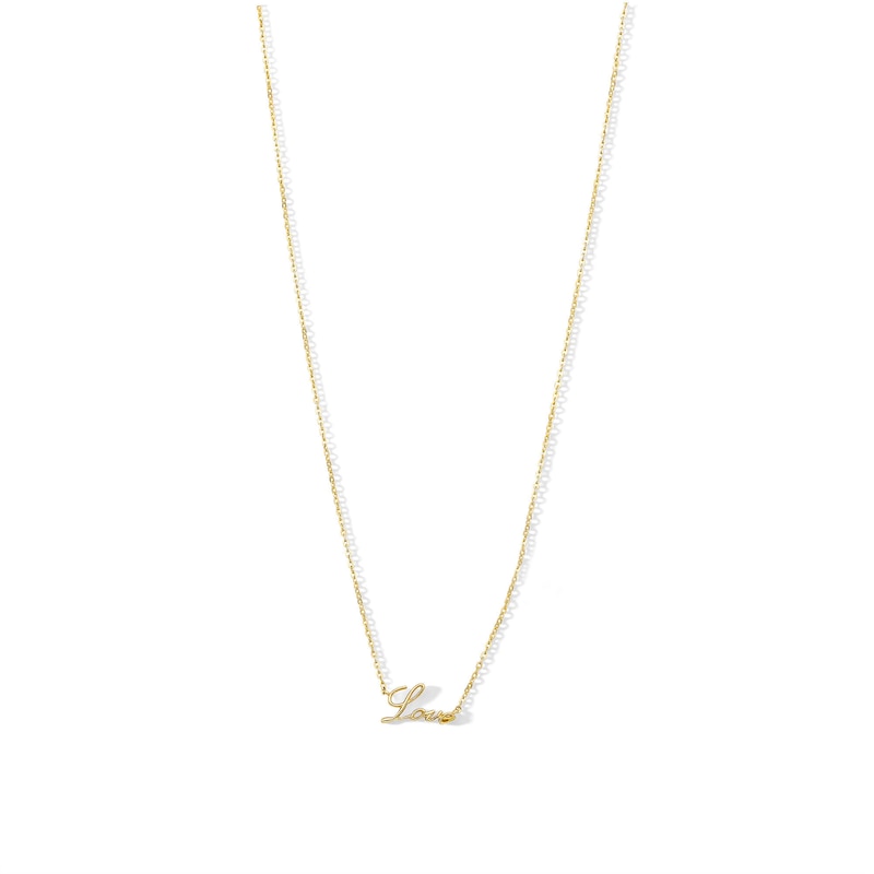 10K Solid Gold Love Script Heart Necklace