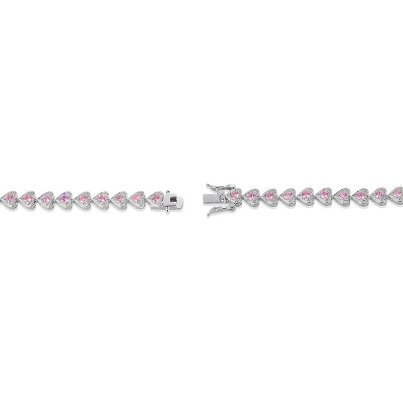 Main Image 3 of ​​​​​​​Sterling Silver Pink CZ Heart Bracelet - 7.5&quot;