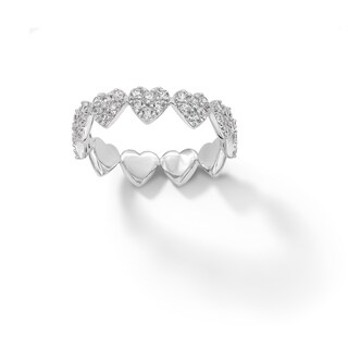 Sterling Silver CZ Continuous Heart Ring