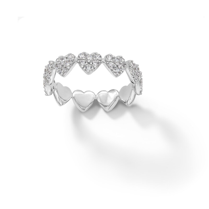 Sterling Silver CZ Continuous Heart Ring