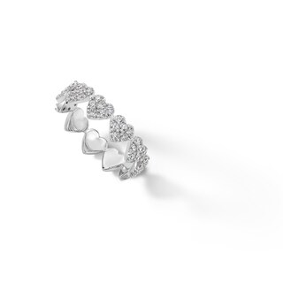 Sterling Silver CZ Continuous Heart Ring