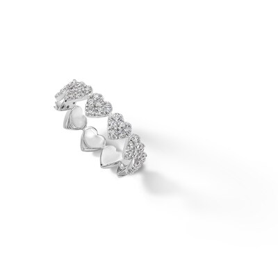 Sterling Silver CZ Continuous Heart Ring