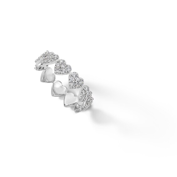 Sterling Silver CZ Continuous Heart Ring