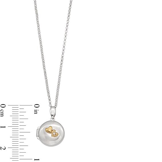 Child's 10K Gold Plated CZ Double Heart Locket
