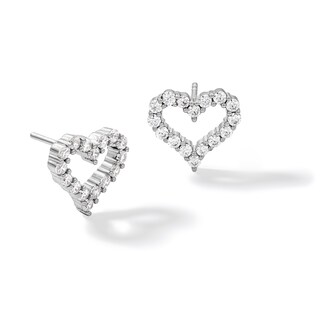 Solid Sterling Silver CZ Heart Outline Studs