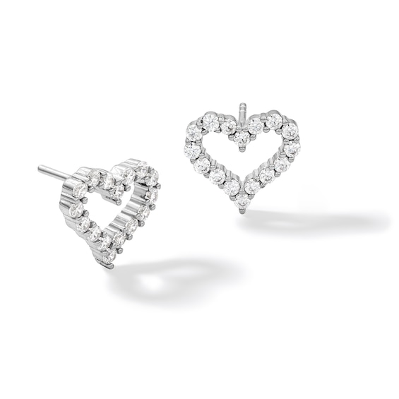 Sterling Silver CZ Open Heart Studs