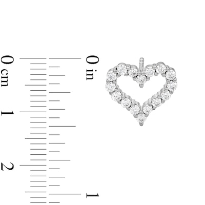 Solid Sterling Silver CZ Heart Outline Studs