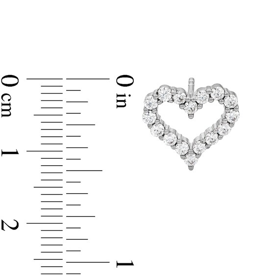 Solid Sterling Silver CZ Heart Outline Studs