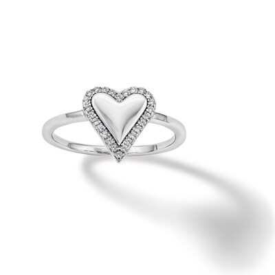 ​​​​​​​Sterling Silver CZ Polished Heart Ring