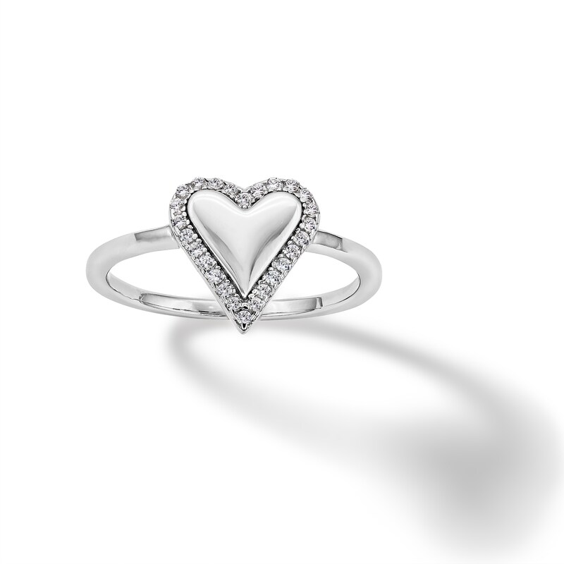 ​​​​​​​Sterling Silver CZ Polished Heart Ring