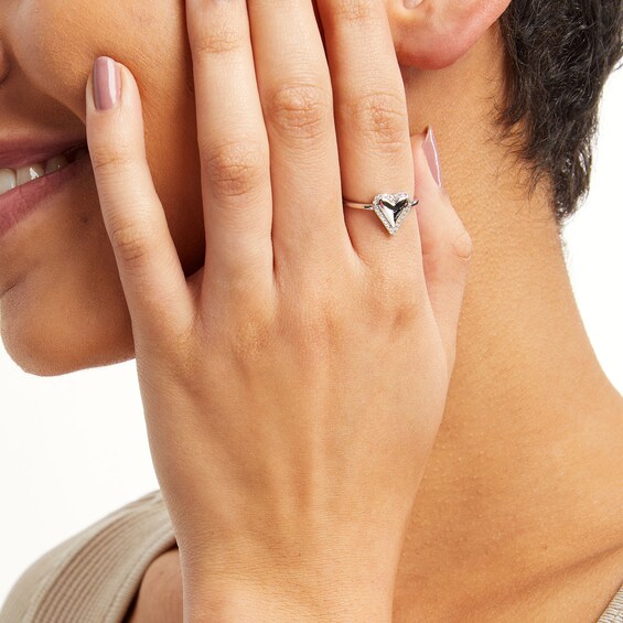 ​​​​​​​Sterling Silver CZ Polished Heart Ring