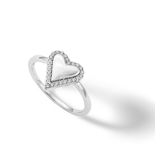 ​​​​​​​Sterling Silver CZ Polished Heart Ring