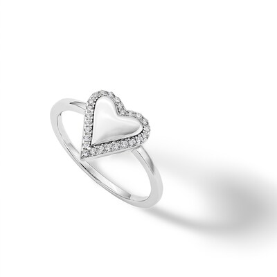 ​​​​​​​Sterling Silver CZ Polished Heart Ring