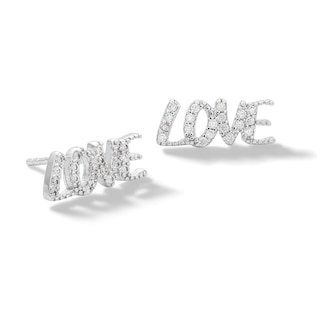 Sterling Silver CZ LOVE Studs