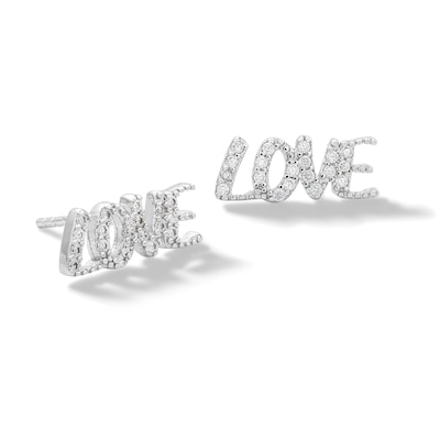 Sterling Silver CZ LOVE Studs
