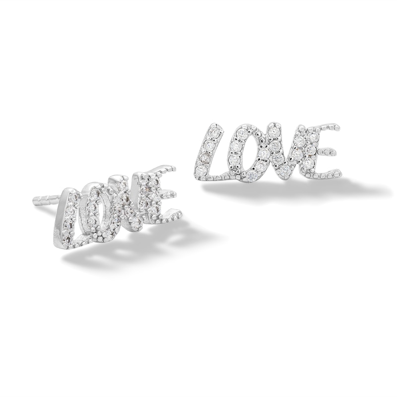 Main Image 1 of ​​​​​​​Sterling Silver CZ LOVE Studs