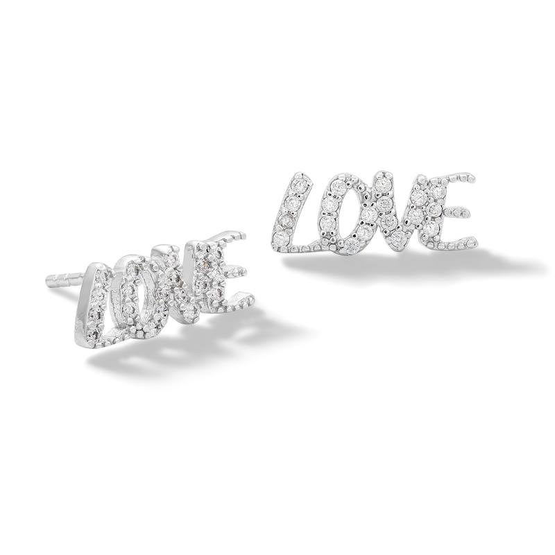 ​​​​​​​Sterling Silver CZ LOVE Studs