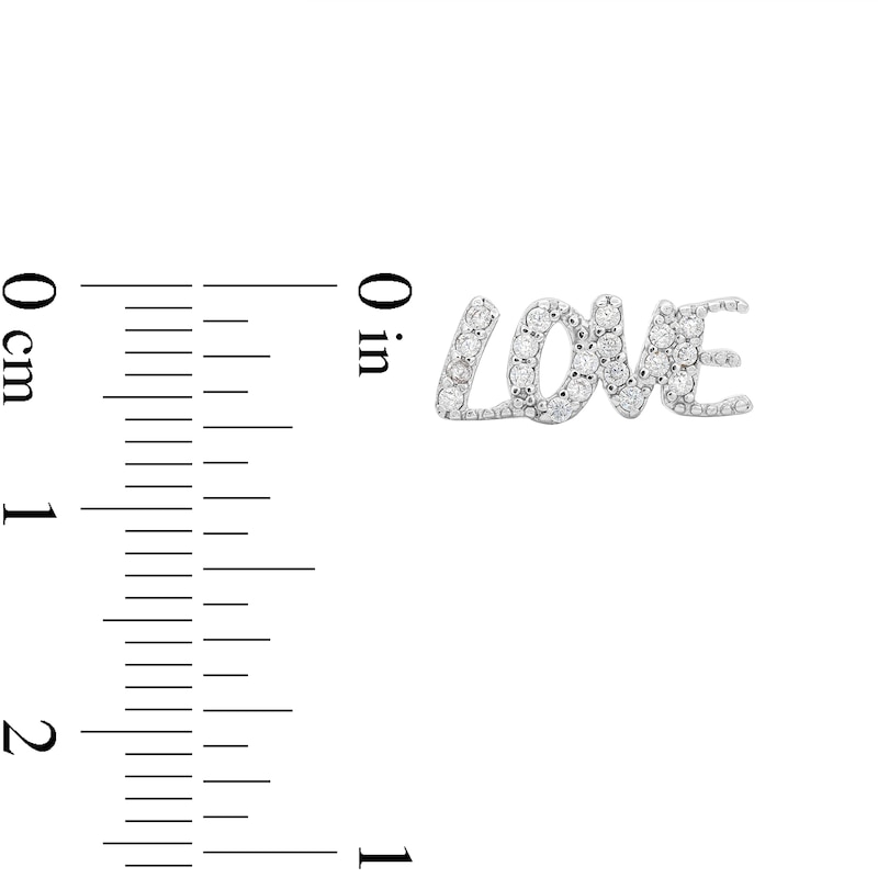 Main Image 3 of ​​​​​​​Sterling Silver CZ LOVE Studs