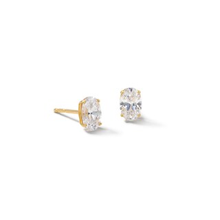 10K Solid Gold CZ Oval Studs
