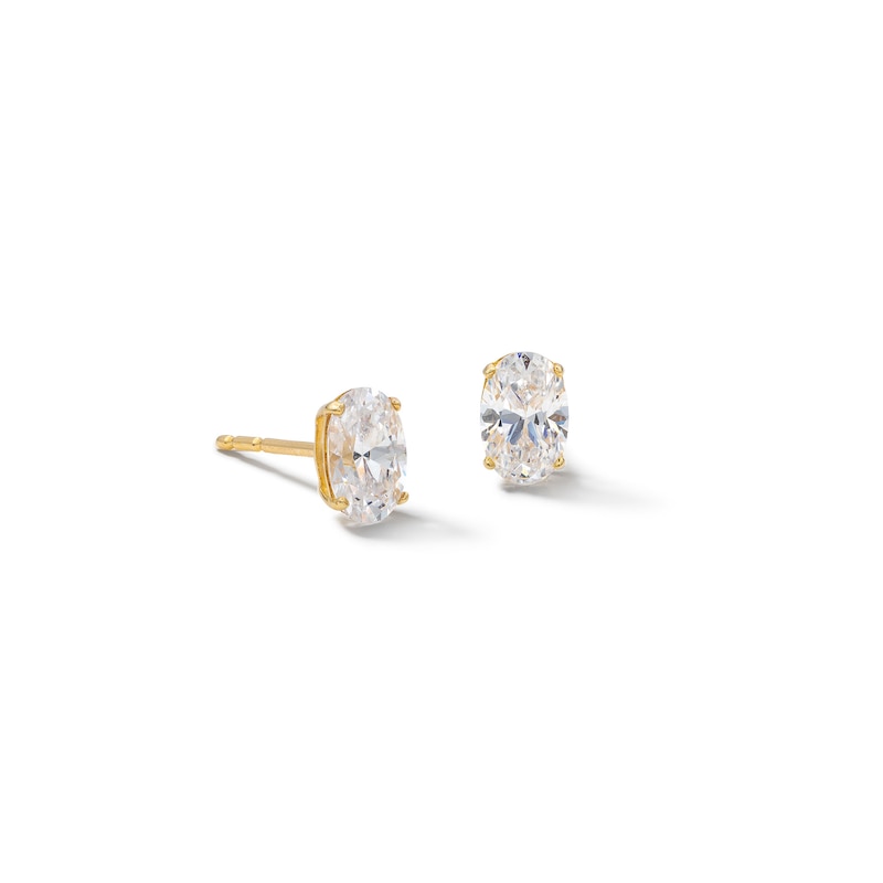 10K Solid Gold CZ Oval Studs