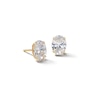10K Solid Gold CZ Oval Studs