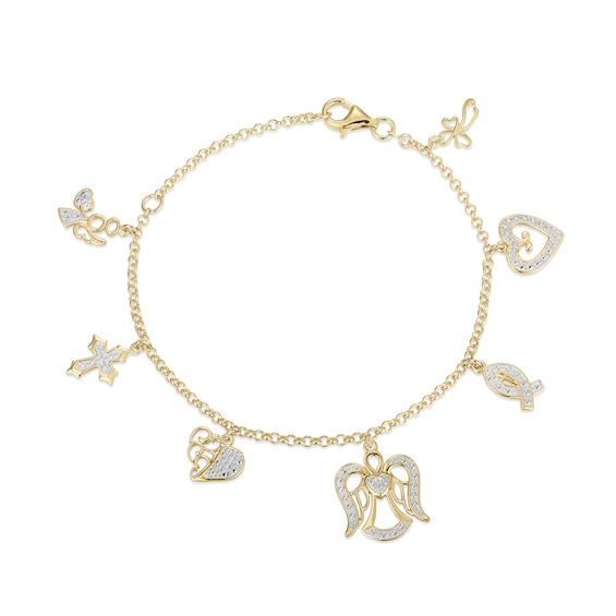 18K Gold Plated Diamond Accent Faith Charm Bracelet