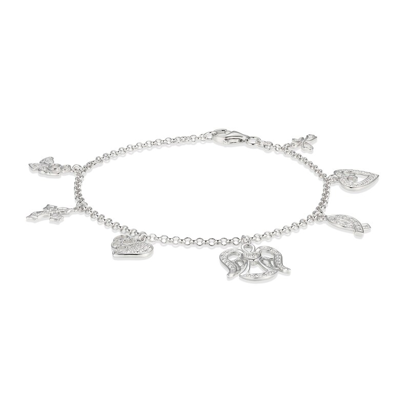 Sterling Silver Diamond Accent Faith Charm Bracelet Banter