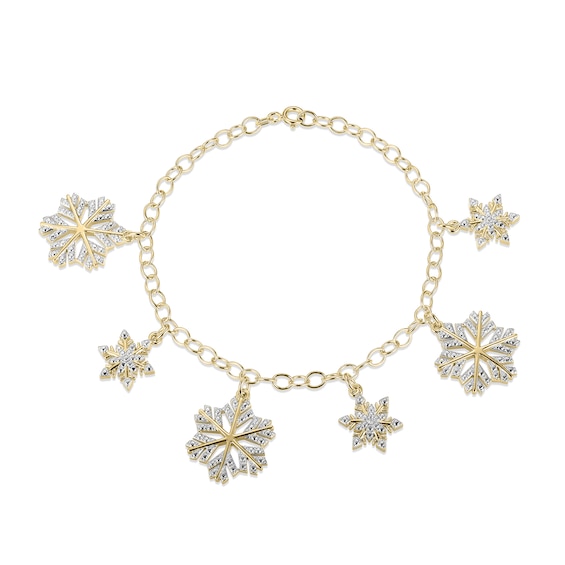 18K Gold Plated Diamond Accent Snowflake Charm Bracelet