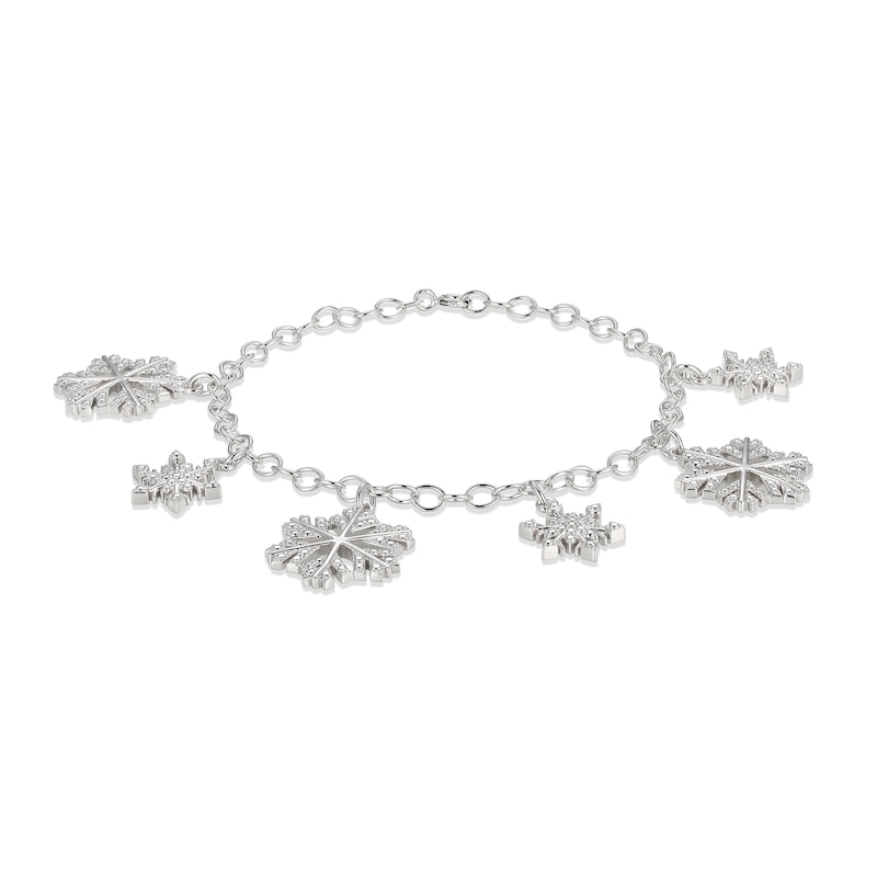 Sterling Silver Diamond Accent Snowflake Charm Bracelet