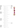 Thumbnail Image 5 of 10K Solid Gold Pink CZ and Synthetic Ruby&nbsp;Ombré Huggies