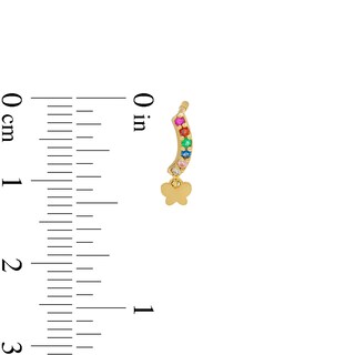 Child's 10K Solid Gold CZ and Synthetic Rainbow Butterfly Studs