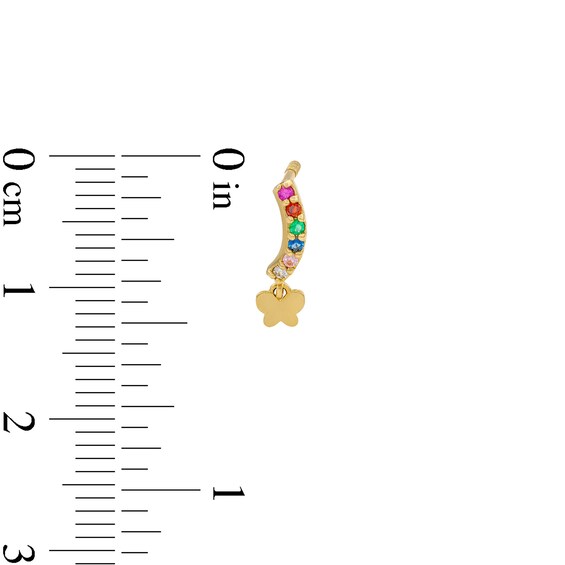 Child's 10K Solid Gold CZ and Synthetic Rainbow Butterfly Studs