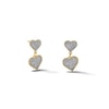 Thumbnail Image 0 of 10K Solid Gold Glitter Enamel Double Heart Dangle Studs