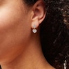 10K Solid Gold Glitter Enamel Double Heart Dangle Studs