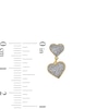 Thumbnail Image 2 of 10K Solid Gold Glitter Enamel Double Heart Dangle Studs
