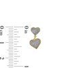 10K Solid Gold Glitter Enamel Double Heart Dangle Studs