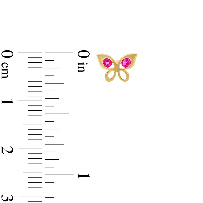 Main Image 2 of Child's 10K Solid Gold Synthetic Ruby Butterfly Studs