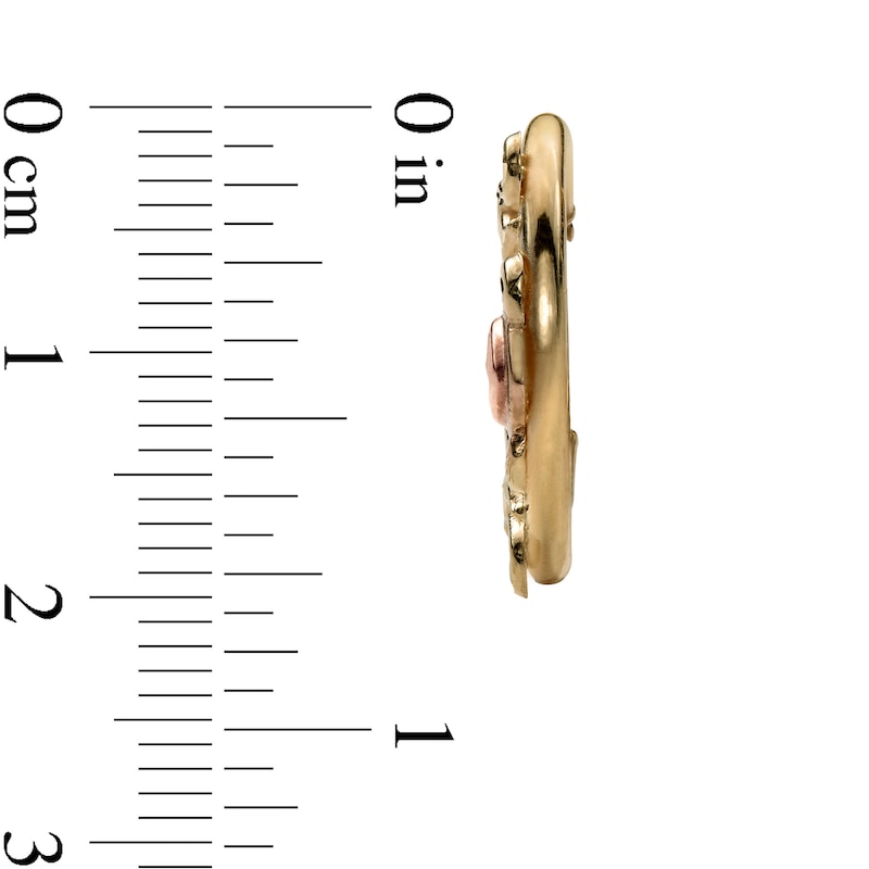 Main Image 3 of 10K Hollow Gold Mom Heart Two-Tone Hoops